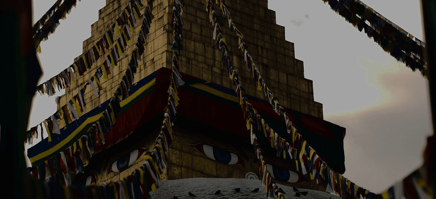 Swayambhunath stupa with prayer flags